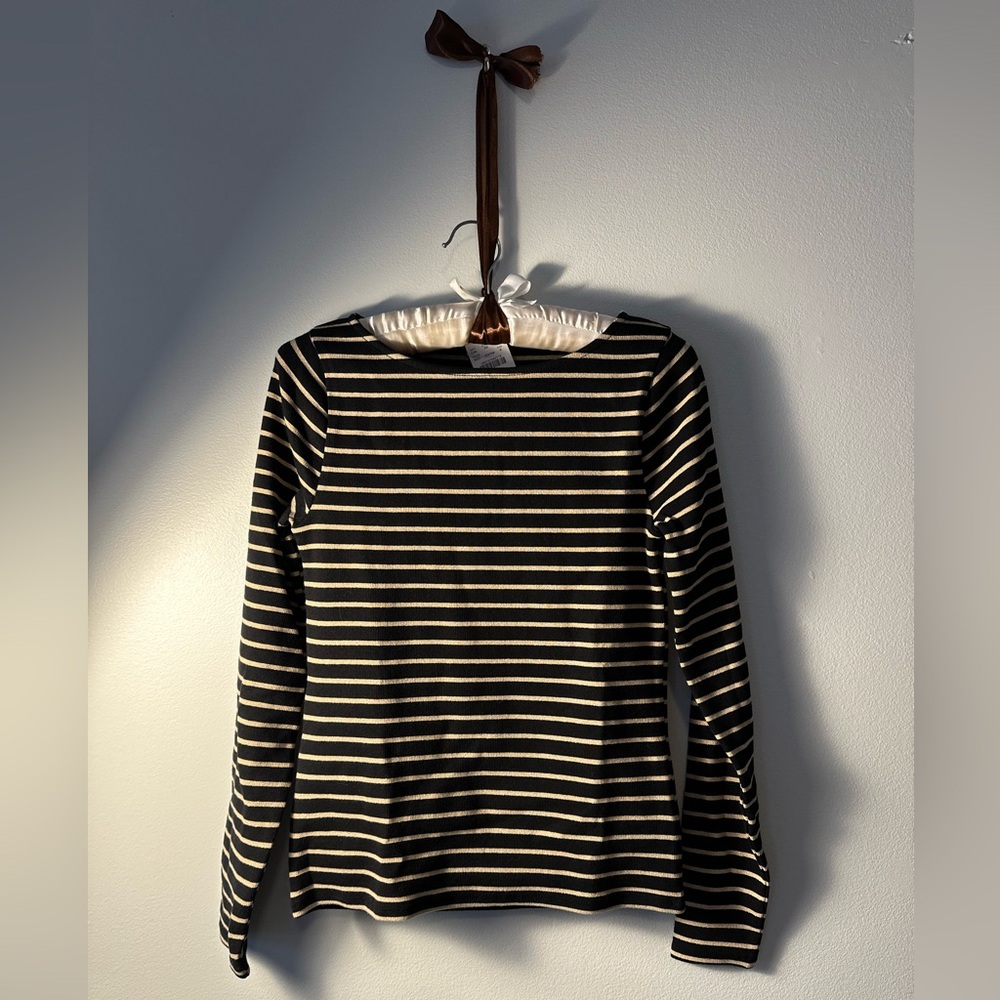 Giftable! NWT J. Crew Factory Holiday Black and Gold Boatneck Top Size Small